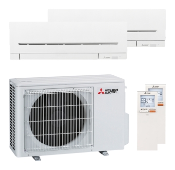 Mitsubishi Electric 2x MSZ-AY35VGK Kompakt und MXZ-2F53VF Multi-Split-Klimaanlage