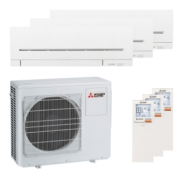 Mitsubishi Electric 3x MSZ-AY35VGK Kompakt und MXZ-3F68VF Multi-Split-Klimaanlage