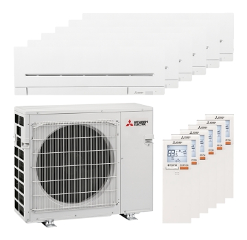 Mitsubishi Electric 6x MSZ-AY25VGK Kompakt und MXZ-6F120VF Multi-Split-Klimaanlage