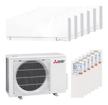 Mitsubishi Electric 6x MSZ-EF25VGK Premium und MXZ-6F120VF Multi-Split-Klimaanlage