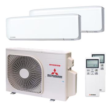 Mitsubishi Heavy 2x SRK 25 ZS-WF und SCM 40 ZS-W Multi-Split Klimaanlage