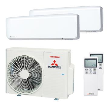 Mitsubishi Heavy 1x SRK 25 ZS-WF / 1x SRK 35 ZS-WF und SCM 50 ZS-W Duo-Split Klimaanlage