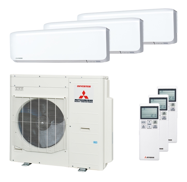 Mitsubishi Heavy 1x SRK 35 ZS-WF / 2x SRK 50 ZS-WF und SCM 100 ZS-W Multi-Split Klimaanlage