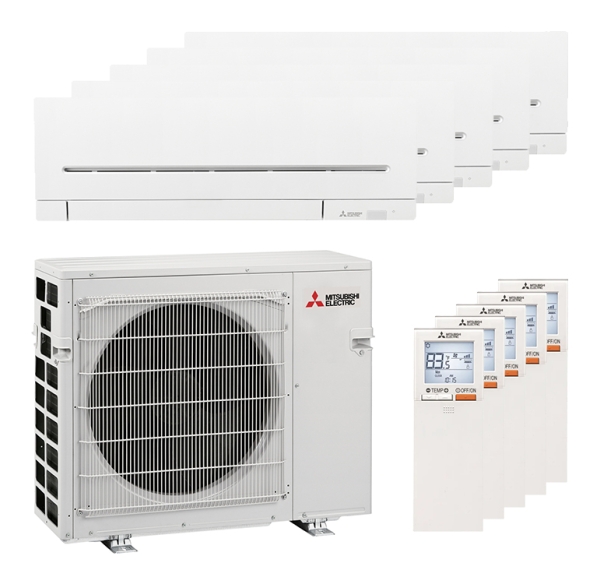 Mitsubishi Electric 5x MSZ-AY25VGK Kompakt und MXZ-5F102VF Multi-Split-Klimaanlage