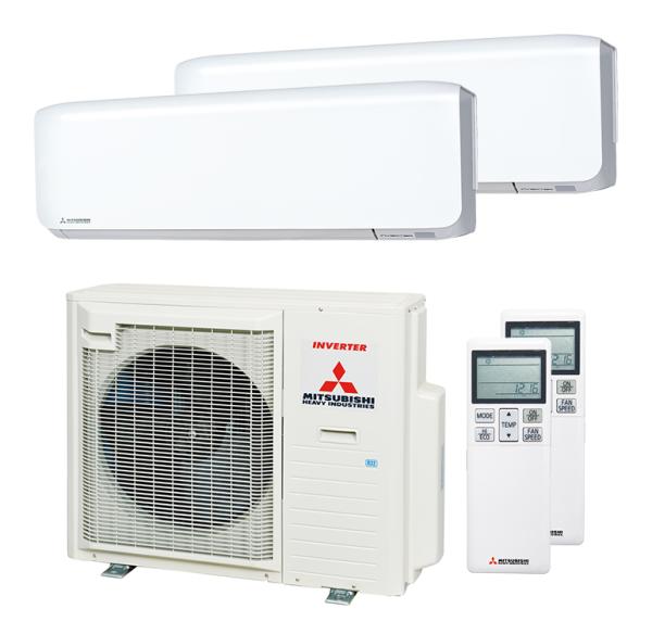 Mitsubishi Heavy 1x SRK 35 ZS-WF / 1x SRK 50 ZS-WF und SCM 71 ZS-W Multi-Split Klimaanlage