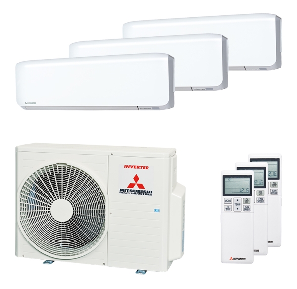 Mitsubishi Heavy 3x SRK 25 ZS-WF und SCM 60 ZS-W Multi Split Klimaanlage