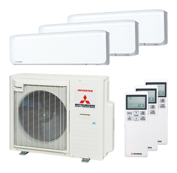 Mitsubishi Heavy 1x SRK 20 ZS-WF/ 2x SRK 50 ZS-WF und SCM 71 ZS-W Multi-Split Klimaanlage