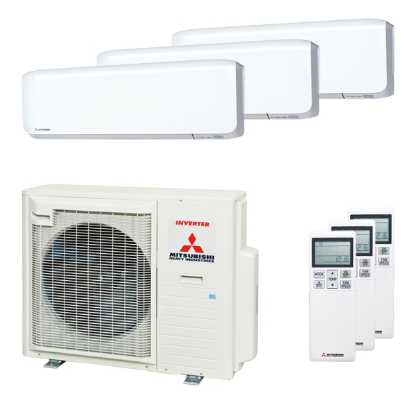 Mitsubishi Heavy 1x SRK 25 ZS-WF / 2x SRK 50 ZS-WF und SCM 80 ZS-W Multi-Split Klimaanlage