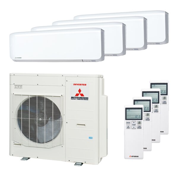 Mitsubishi Heavy 4x SRK 35 ZS-WF und SCM 100 ZS-W Multi Split Klimaanlage