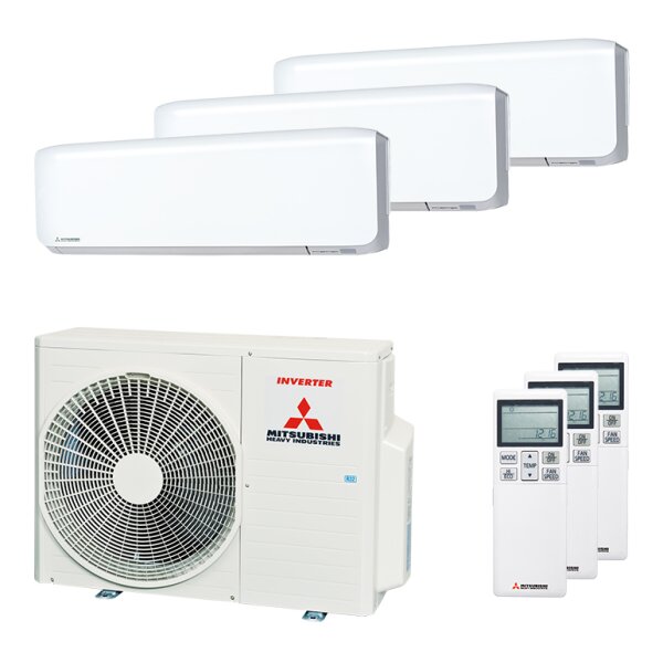Mitsubishi Heavy 2x SRK 15 ZS-WF / 1x SRK 25 ZS-WF und SCM 41 ZS-W Multi-Split Klimaanlage