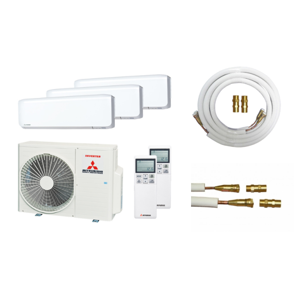 Mitsubishi Heavy 3x SRK 15 ZS-WF und SCM 41 ZS-W Multi-Split Klimaanlagen SET inkl. Quick Connect