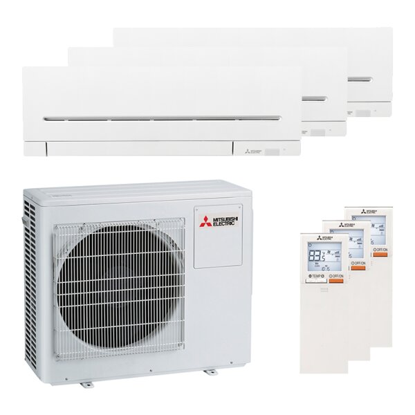 Mitsubishi Electric 3x MSZ-AY20VGK Kompakt und MXZ-3F54VF Multi-Split-Klimaanlage