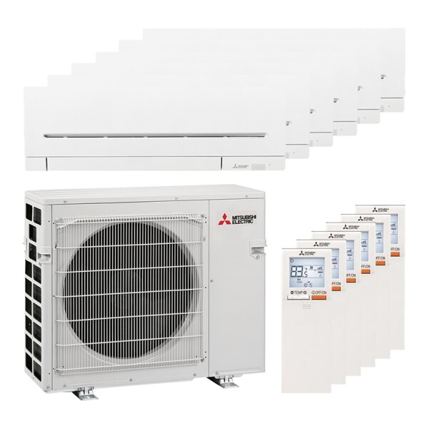 Mitsubishi Electric 6x MSZ-AY25VGK Kompakt und MXZ-6F120VF Multi-Split-Klimaanlage